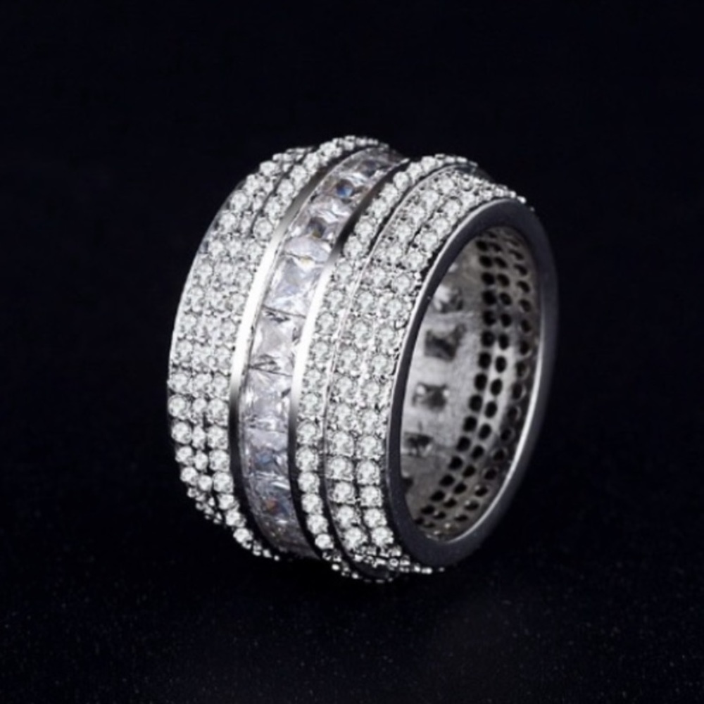 DIAMOND BAND 925 STERLING SILVER RING - Picture 4 of 4